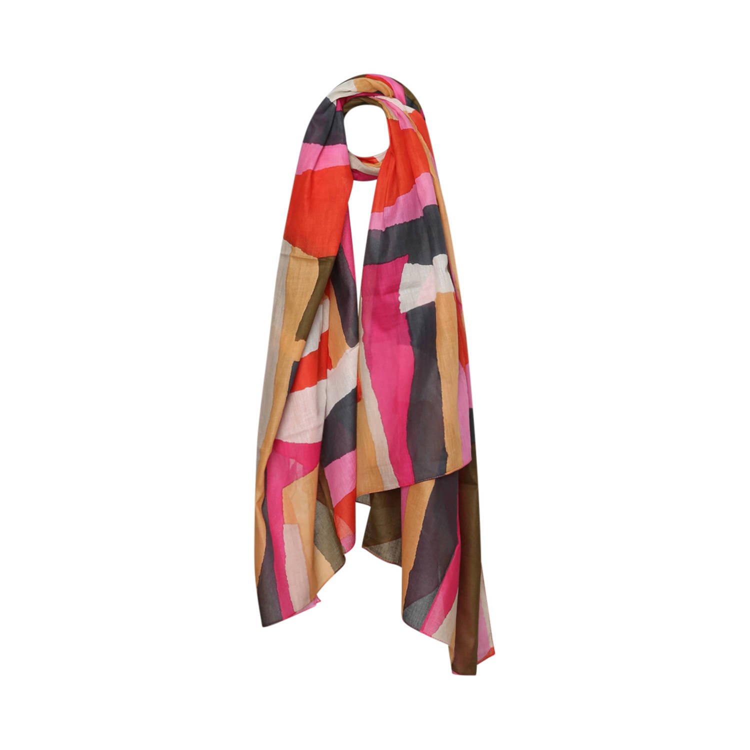 Paprika sjaal met all over print roze