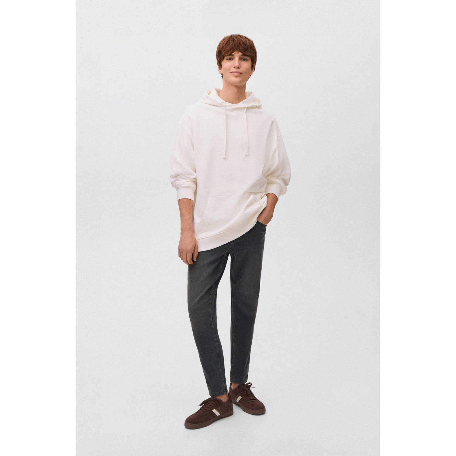 MANGO TEEN waist straight leg jeans grey denim