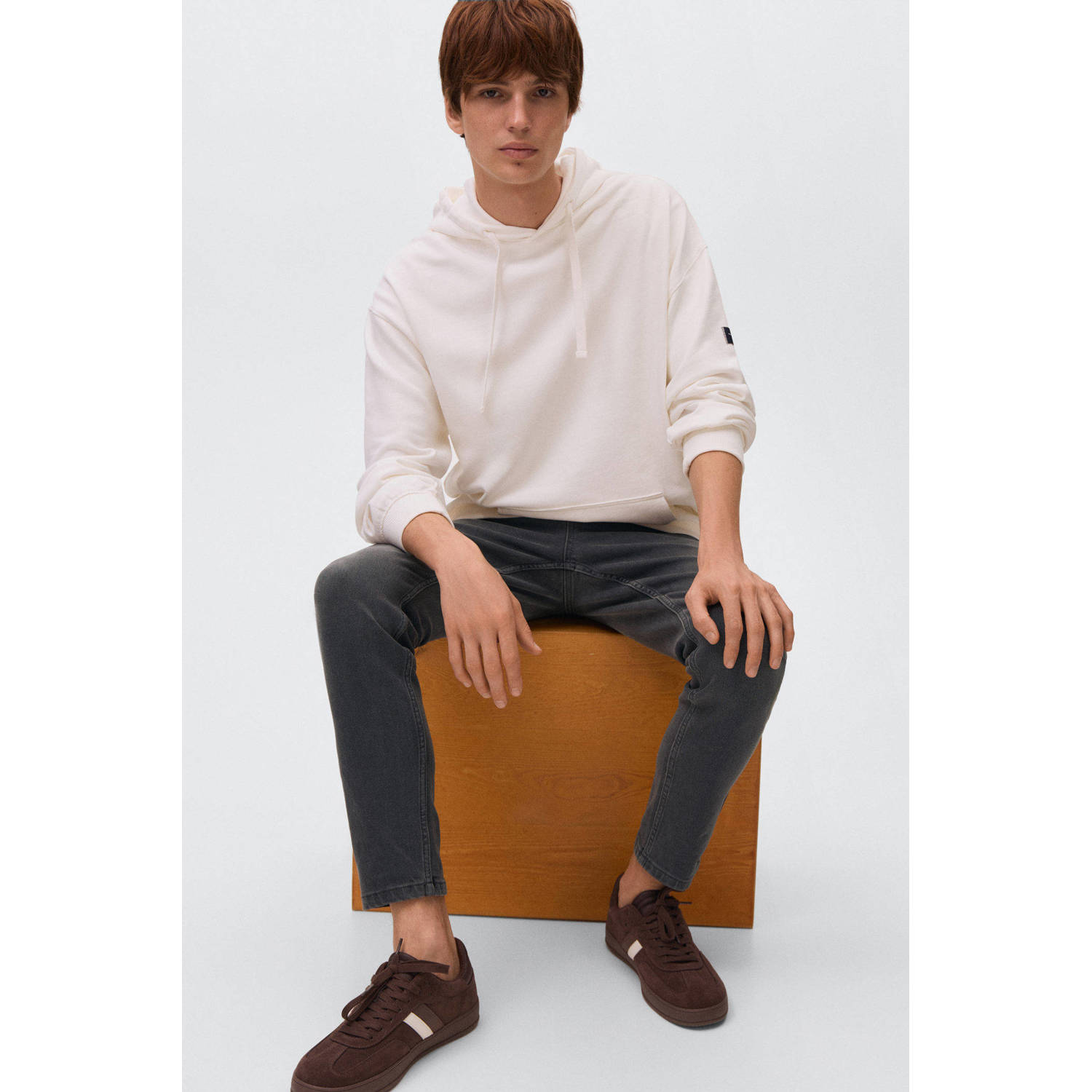 MANGO TEEN waist straight leg jeans grey denim