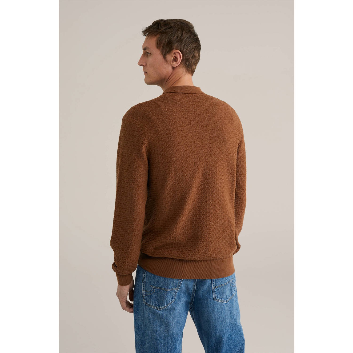WE Fashion trui met ingebreid patroon bruin