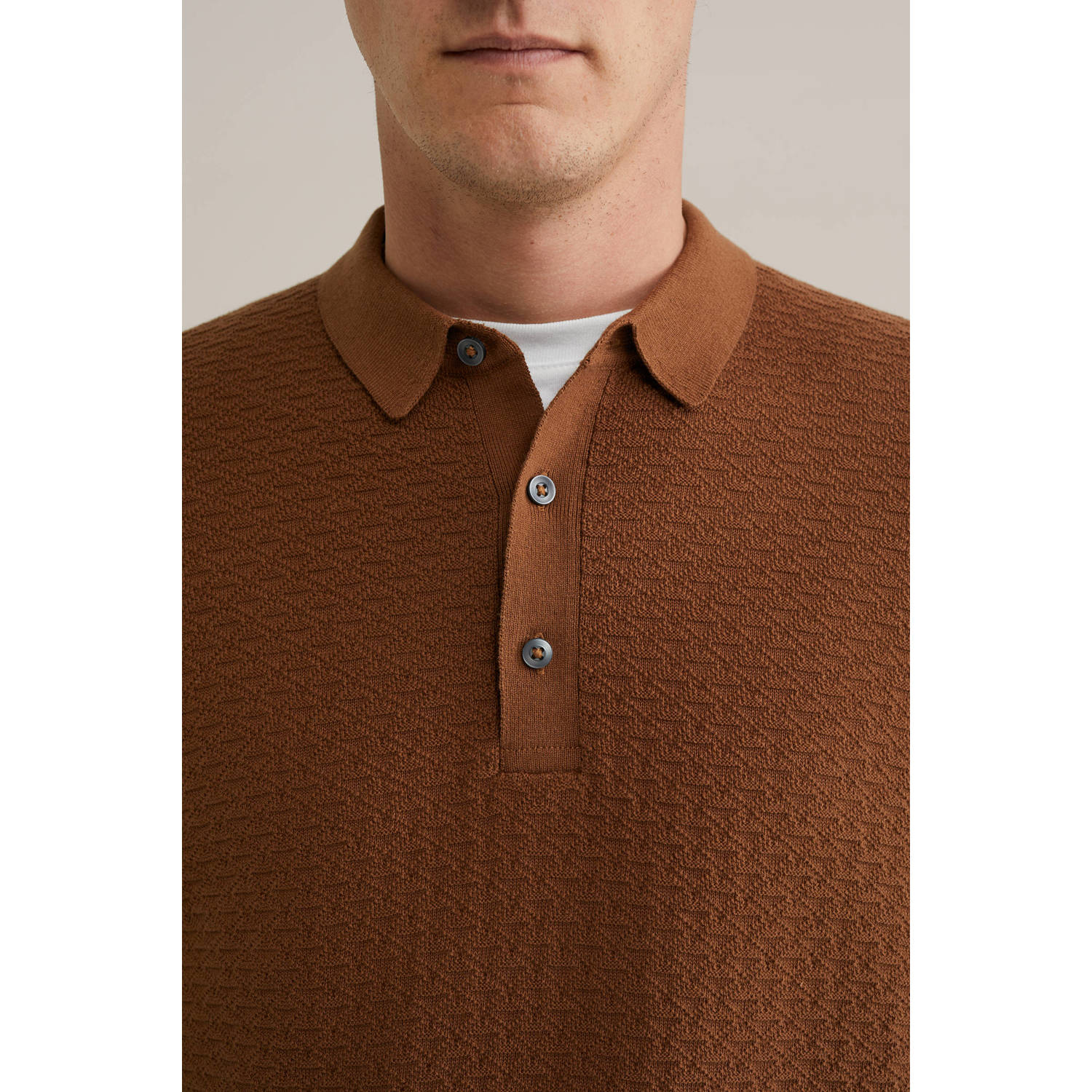 WE Fashion trui met ingebreid patroon bruin