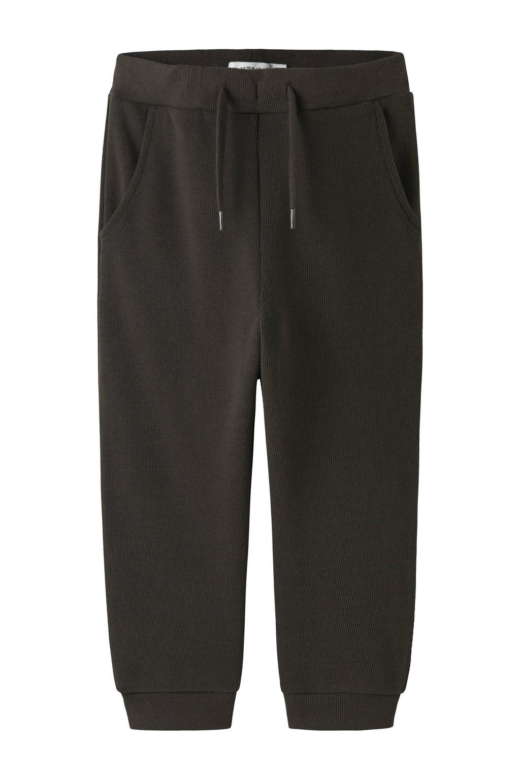 Donkerblauwe jongens NAME IT MINI regular joggingbroek van sweat materiaal met elastische tailleband met koord en effen