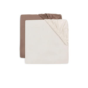 jersey wieg hoeslaken Milky Coffee/Ivory - bruin/offwhite (set van 2)