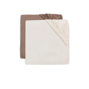 jersey wieg hoeslaken Milky Coffee/Ivory - bruin/offwhite (set van 2)