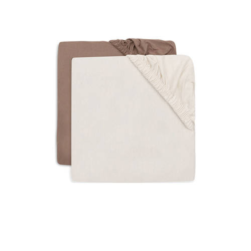 Jollein jersey wieg hoeslaken Milky Coffee/Ivory- set van 2 bruin/offwhite afbeelding
