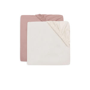 jersey ledikant hoeslaken Wild Rose/Ivory - roze/offwhite (set van 2)