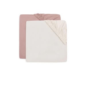 jersey ledikant hoeslaken Wild Rose/Ivory - roze/offwhite (set van 2)
