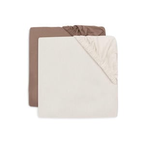 jersey ledikant hoeslaken Milky Coffee/Ivory - bruin/ecru (set van 2)