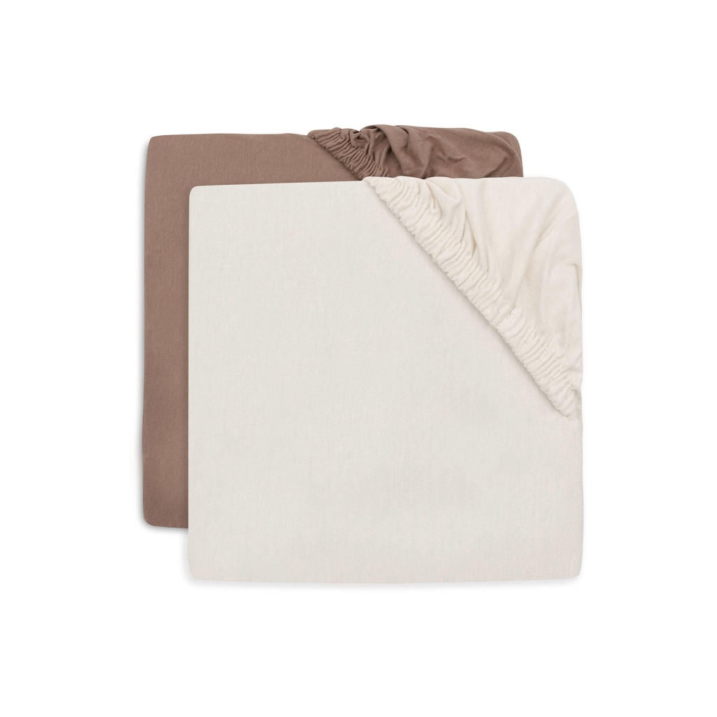 Jollein jersey ledikant hoeslaken Milky Coffee/Ivory - bruin/ecru (set van 2)