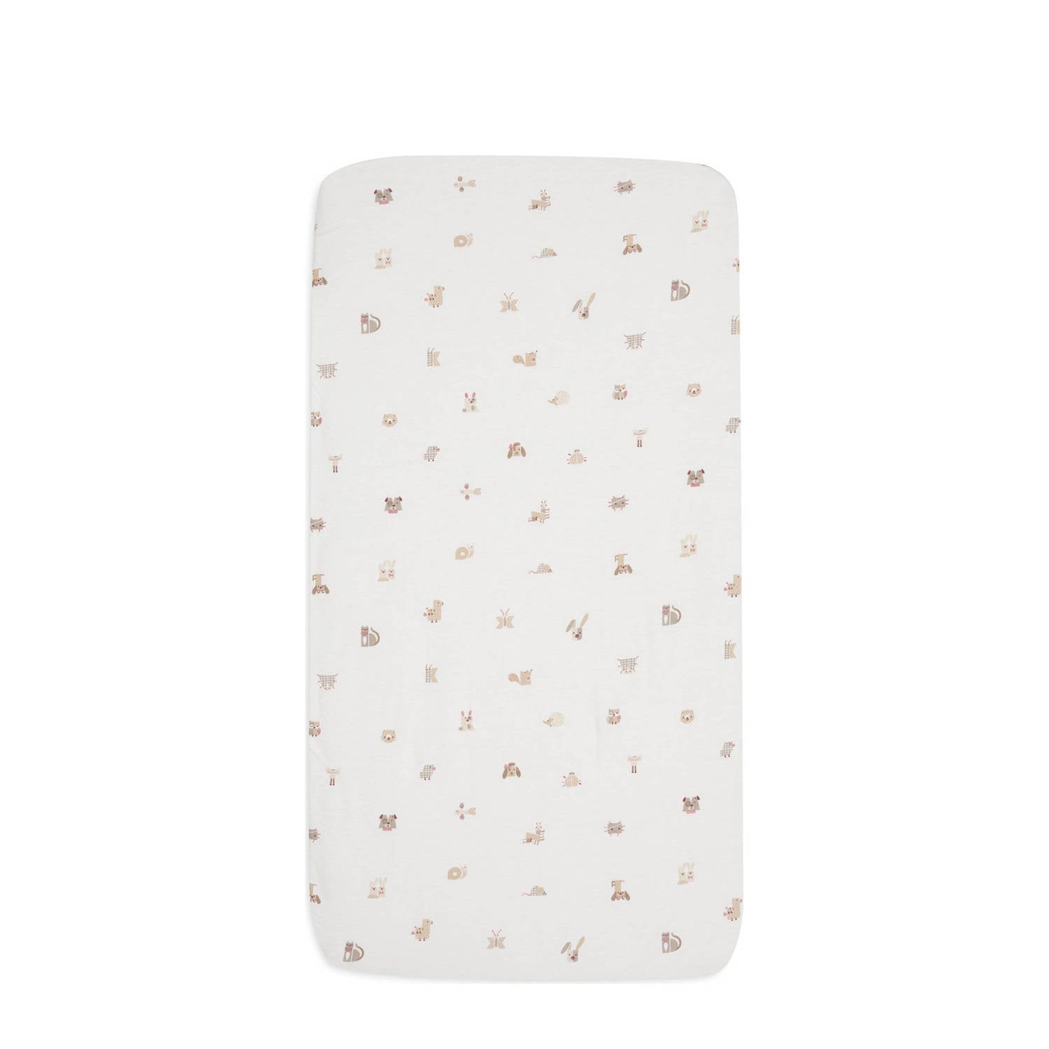 Jollein jersey hoeslaken kinderbed Animal Friends offwhite beige