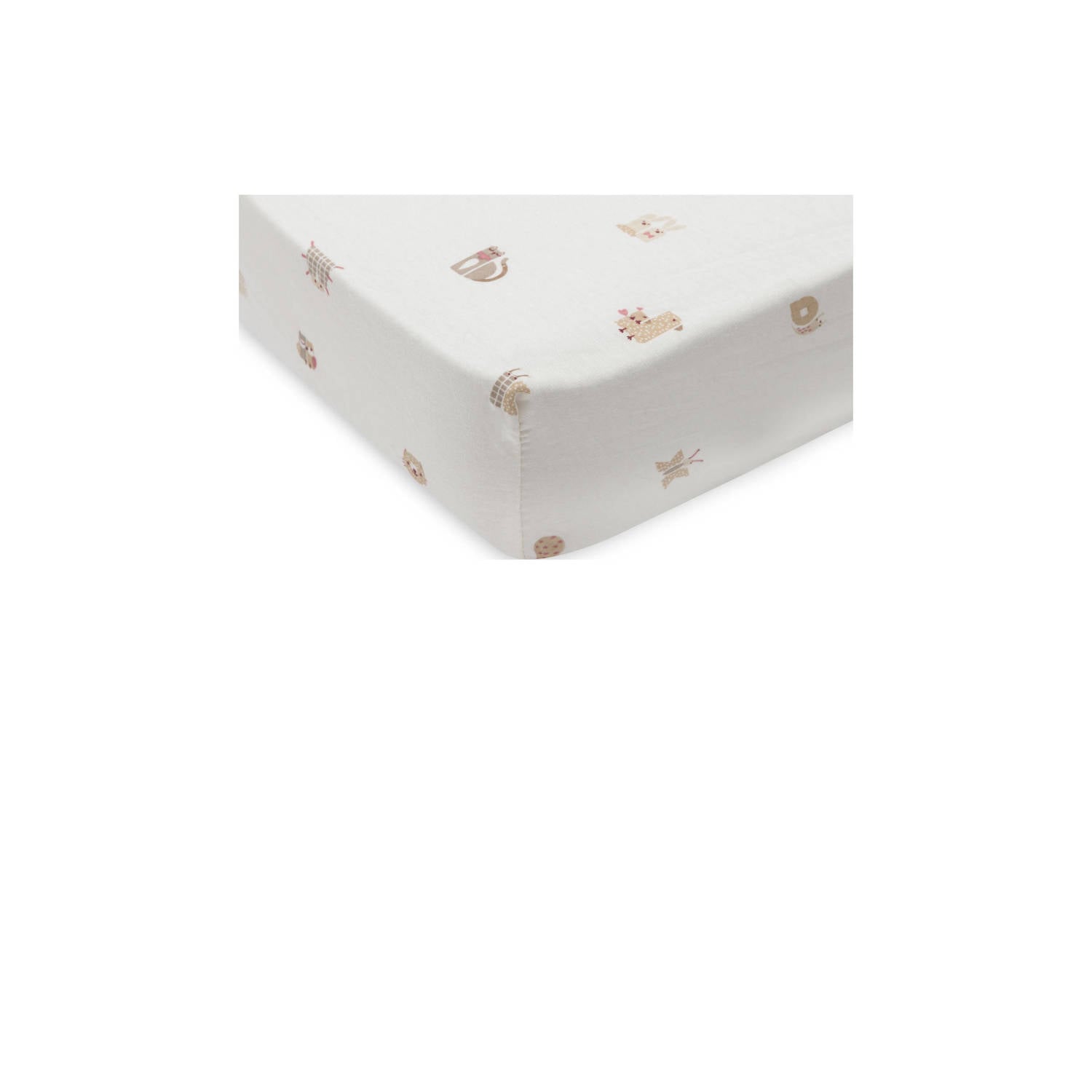 Jollein jersey hoeslaken kinderbed Animal Friends offwhite beige