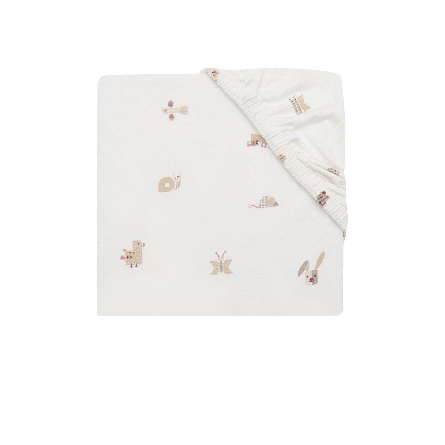 Jollein jersey hoeslaken kinderbed Animal Friends offwhite beige