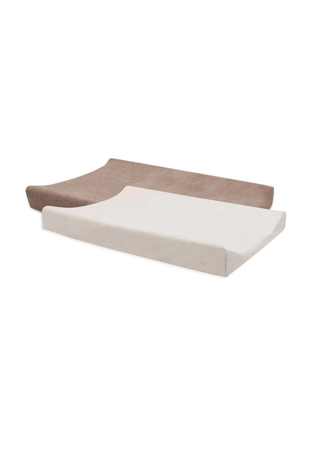 Jollein badstof aankleedkussenhoes Milky Coffee/Ivory - bruin/ecru (set van 2)