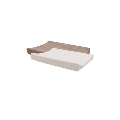 Jollein badstof aankleedkussenhoes Milky Coffee/Ivory - set van 2 bruin/ecru afbeelding