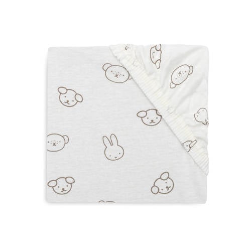 Jollein jersey kinderbed hoeslaken Miffy and Friends wit/bruin afbeelding