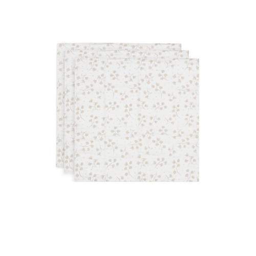 Jollein hydrofiele doek small Leafy Dreams - set van 3 wit/beige afbeelding