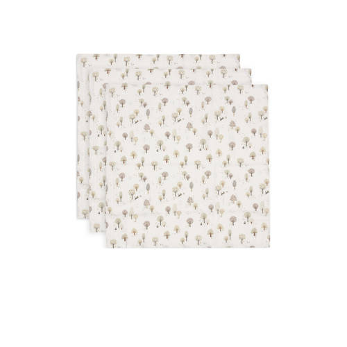 Jollein hydrofiele doek small Tiny Park - set van 3 wit/beige afbeelding