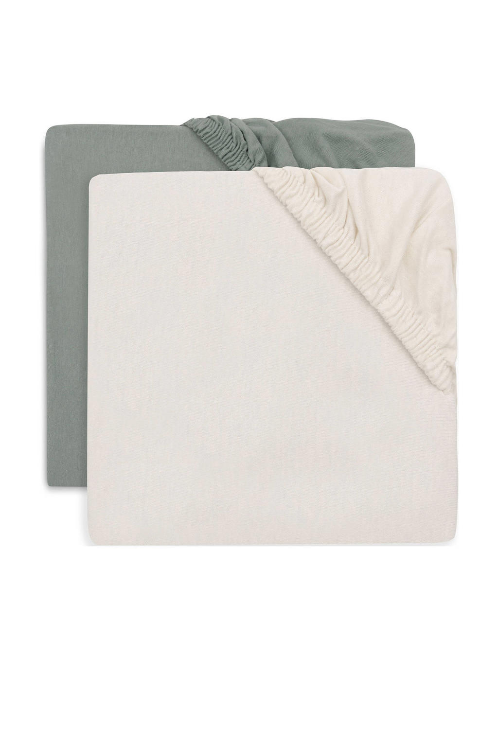 Jollein jersey wieg hoeslaken Sea Green/Ivory - groen/ecru (set van 2)