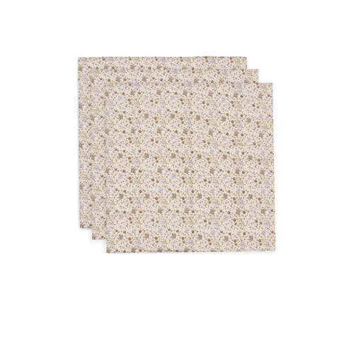 Jollein hydrofiele doek small Flower Fairies - set van 3 beige/lila afbeelding