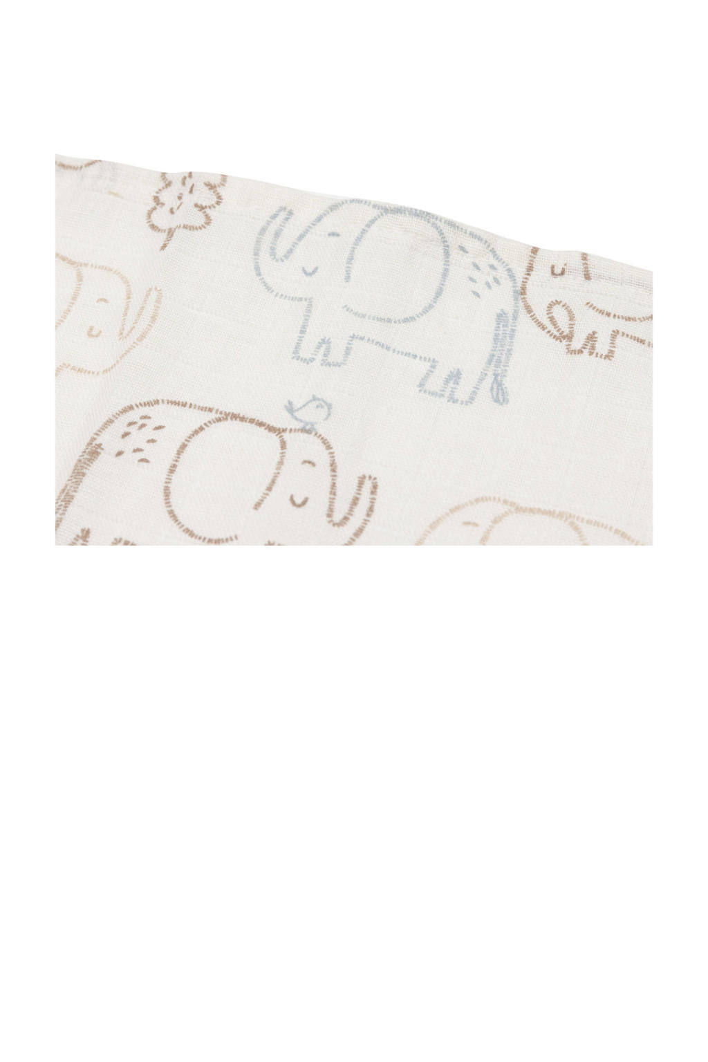 Jollein hydrofiele doek small Elephant Tales - wit/beige (set van 3)