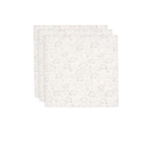 hydrofiele doek small Elephant Tales - wit/beige (set van 3)