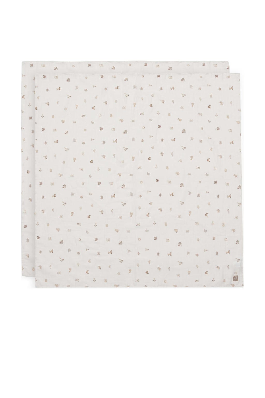 Jollein hydrofiele doek large Animal Friends - wit/beige (set van 2)