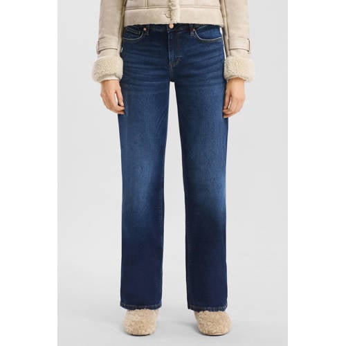 QS high waist wide leg jeans donkerblauw dark blue afbeelding