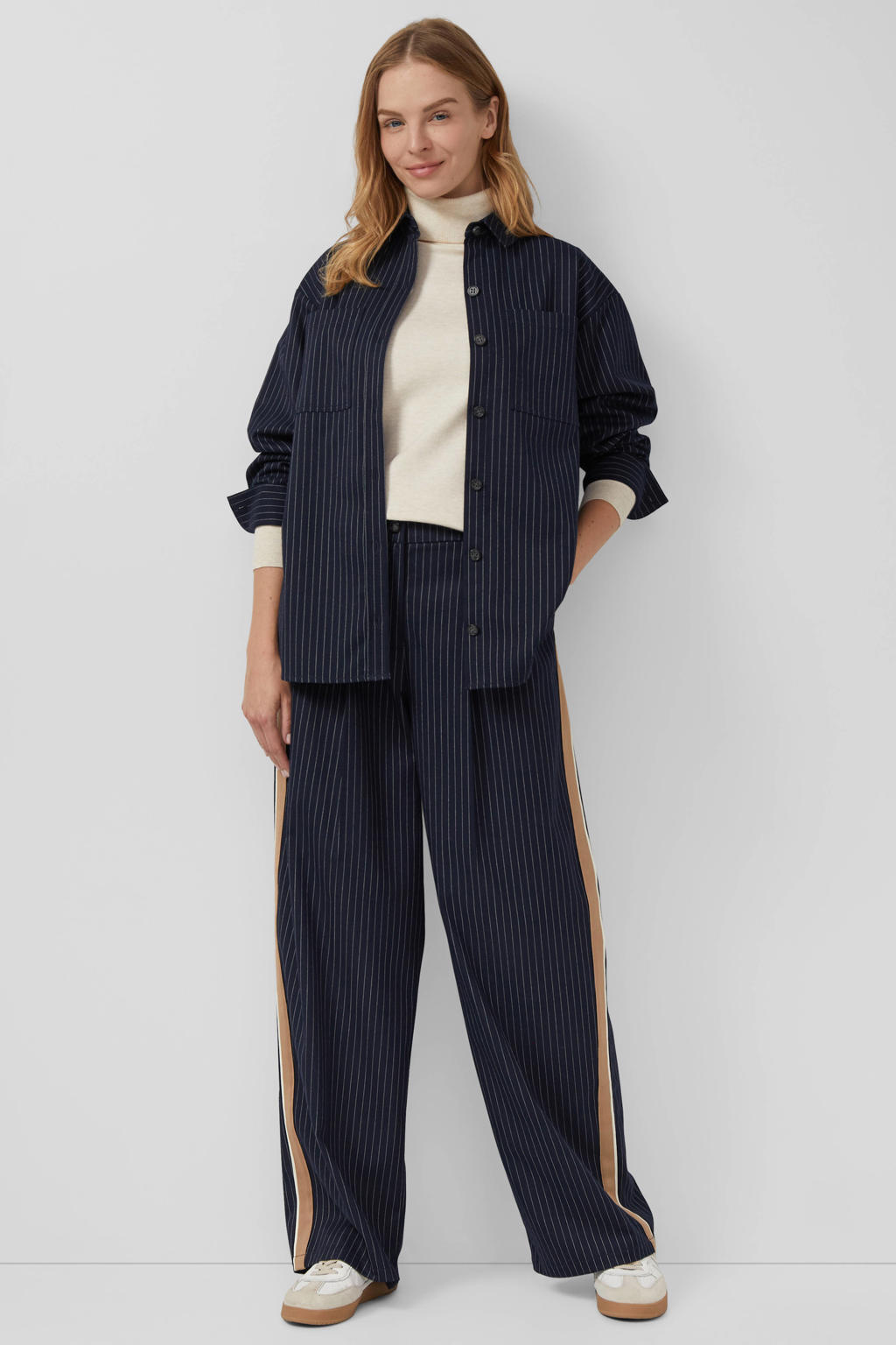 Beige dames s.Oliver coltrui van viscose met effen en lange mouwen