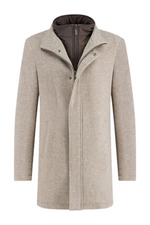manteljas met wol beige
