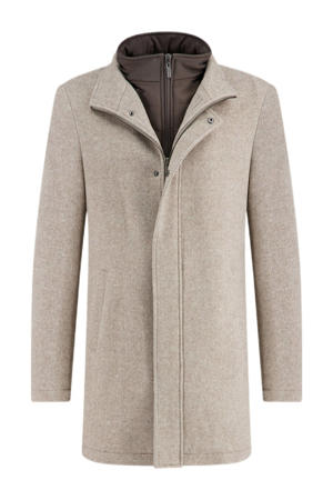 manteljas met wol beige