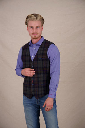 gilet met wol donkerblauw
