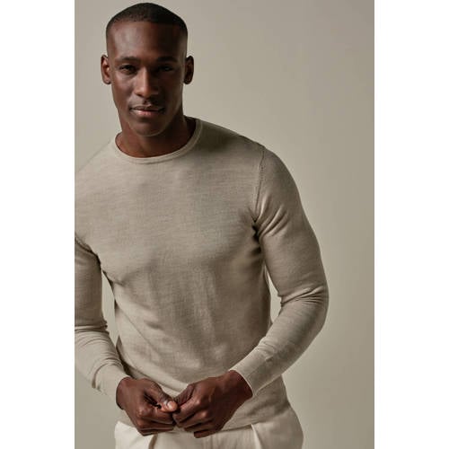 Profuomo trui met wol fijn gebreid beige afbeelding