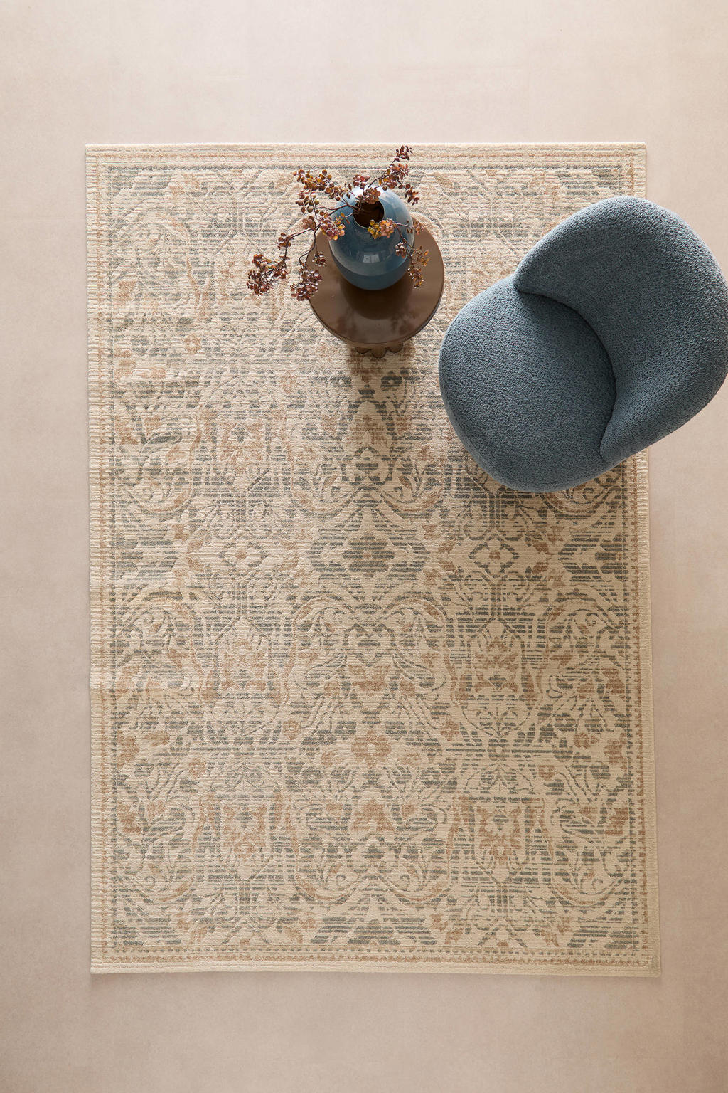 NOUS Living vloerkleed Tye blauw/zand (290x200 cm)
