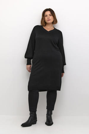 gebreide jurk met glitter zwart