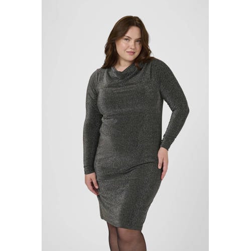 Kaffe Curve glitterjurk met glitter zilver afbeelding