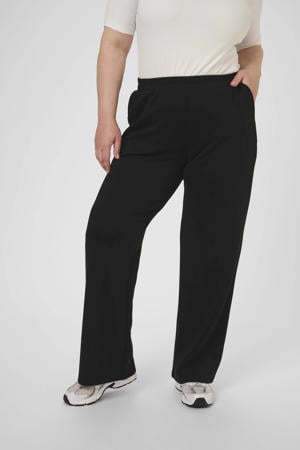 wide leg high waist casual broek zwart