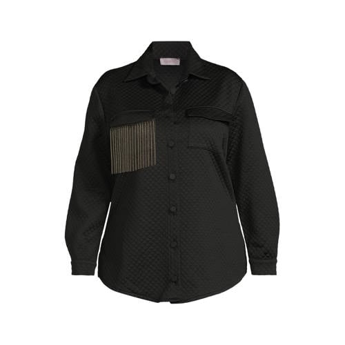 Curviss blouse zwart quilted afbeelding