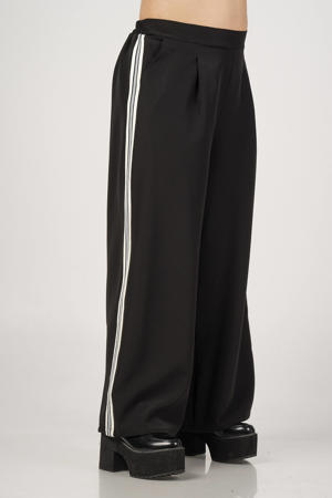 baggy high waist gestreepte broek zwart