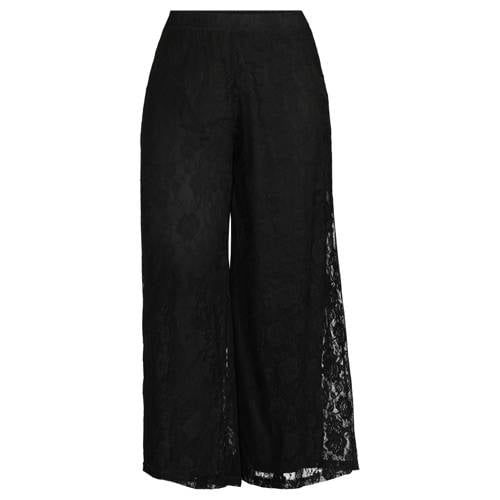 Curviss kanten high waist flared broek zwart afbeelding