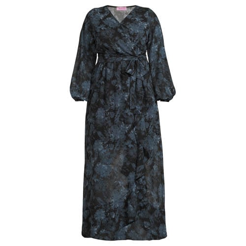 Curviss gebloemde maxi jurk blauw afbeelding