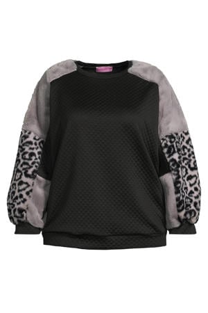 sweater met panterprint zwart