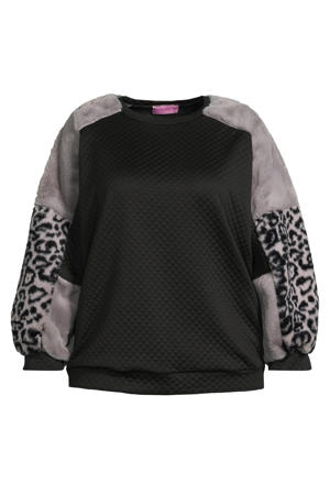 sweater met panterprint zwart