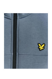 thumbnail: Grijsblauwe heren Lyle & Scott vest blauw van sweat materiaal met effen, lange mouwen, capuchon en ritssluiting