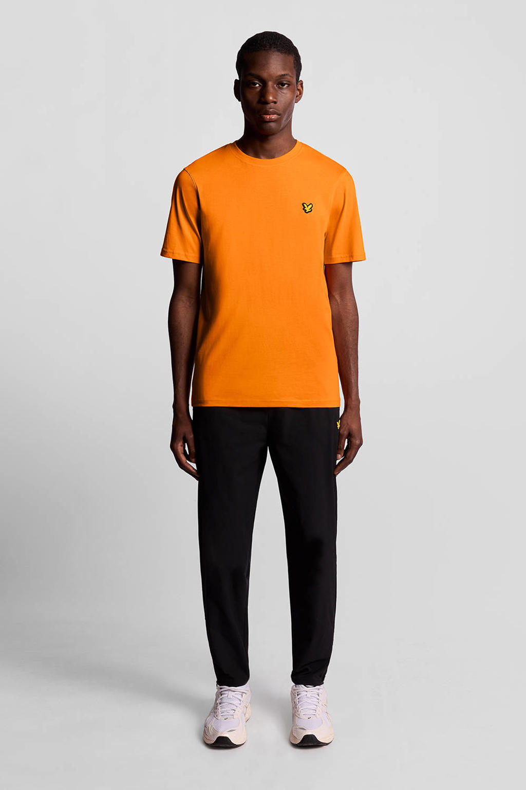 Oranje heren Lyle & Scott Core T-shirt van katoen met effen, korte mouwen, ronde hals en gesp