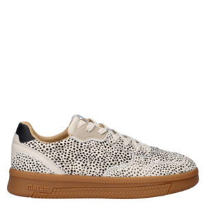 Yale leren sneakers met ponyhair wit/zwart