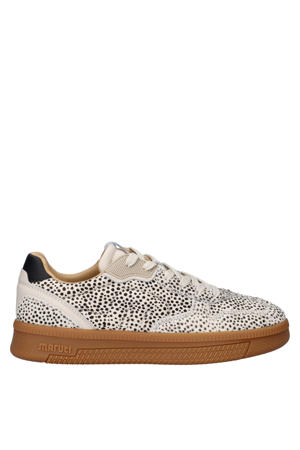 Yale leren sneakers met ponyhair wit/zwart