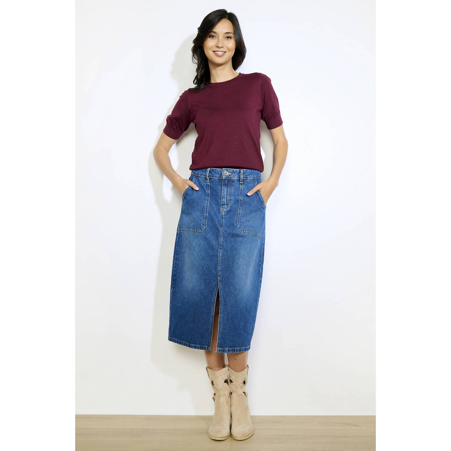 LOLALIZA denim spijkerrok medium blue denim