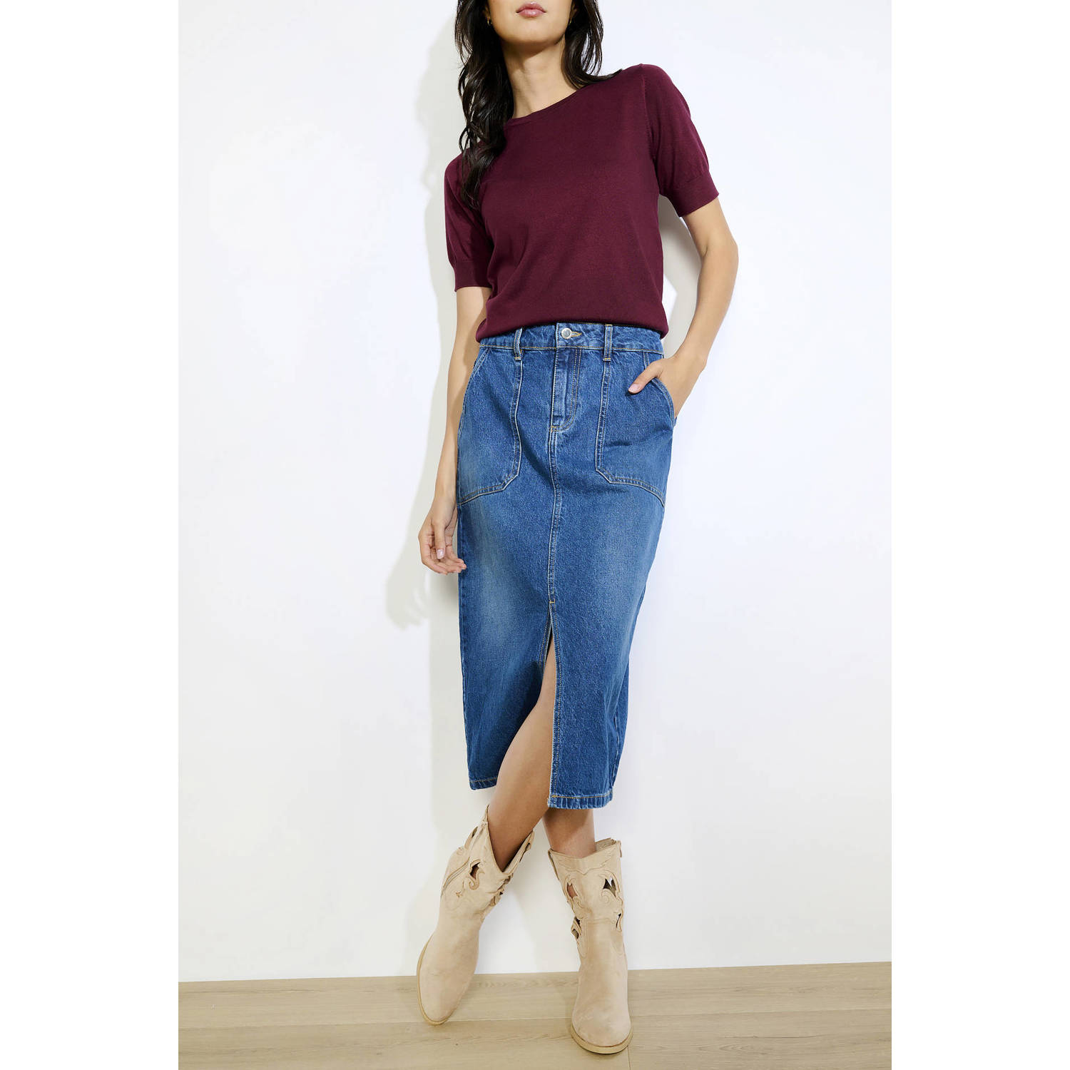 LOLALIZA denim spijkerrok medium blue denim