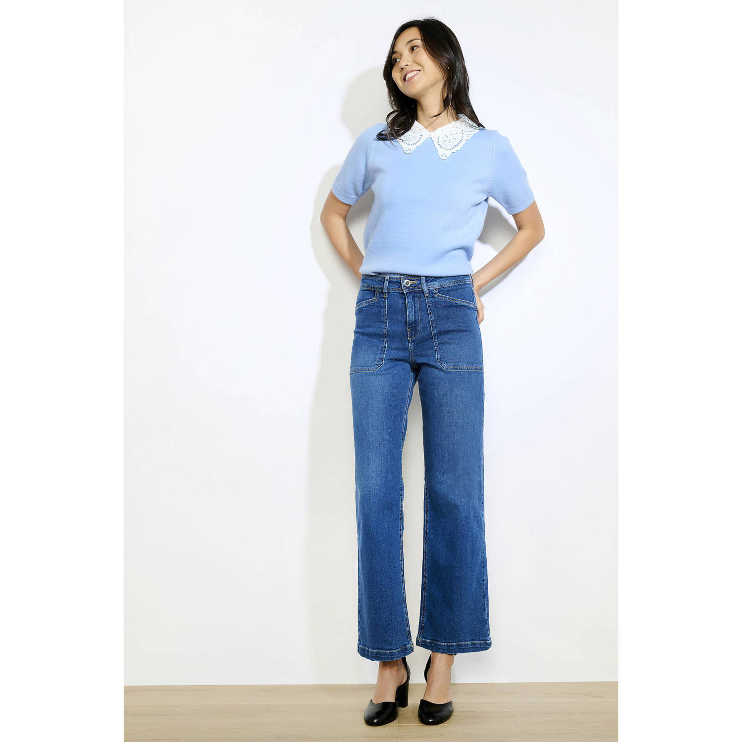 LOLALIZA cropped jeans dark blue denim