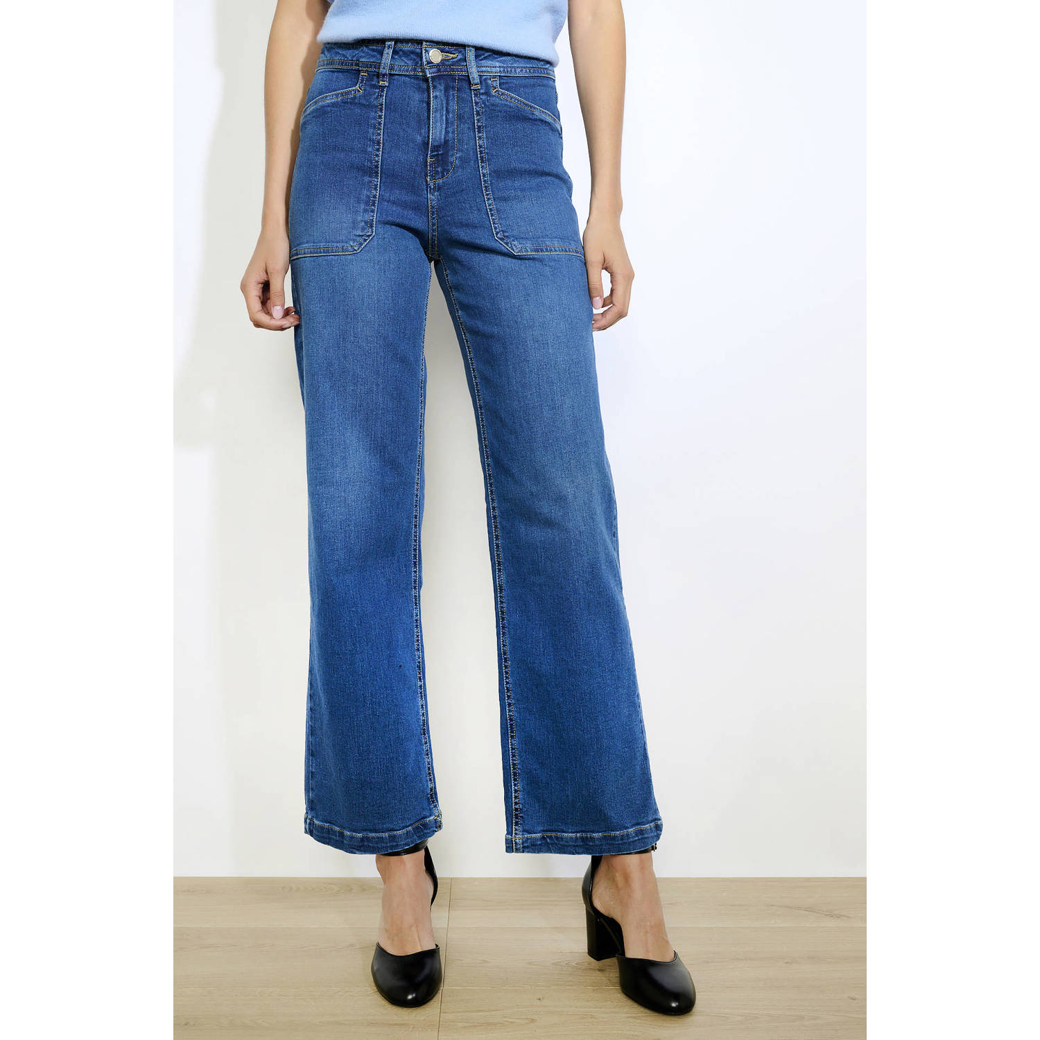 LOLALIZA cropped jeans dark blue denim